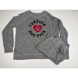 BOBS from Skechers Furever and Ever Gray Sweatshirt & Pants Soft Set Large